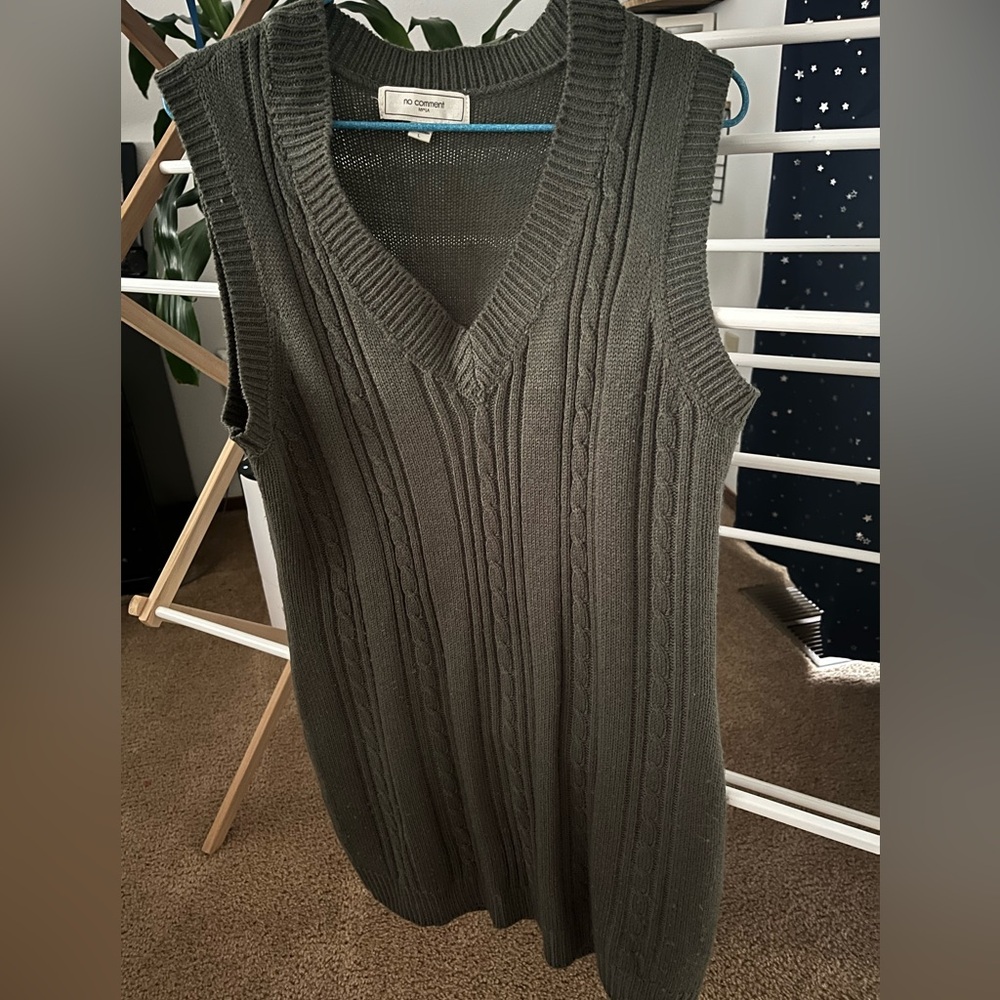 No Comment V-Neck Sweater Vest Dress